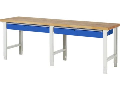 werkbank,HxBxD 790-1140x2500x700mm,beukblad,draagverm. 750kg