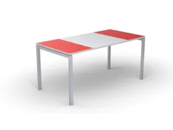 bureau HxBxD 750x1800x800mm rood rechthoekig 4-voeten wit vierkant