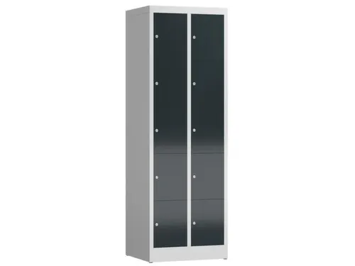 Lockerkast 1800x590x500mm 2x5 vakken cilinderslot, sokkel, RAL7016
