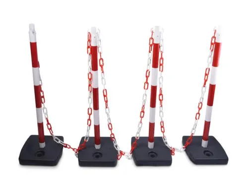 set kettingstaanders,4xpalen,4xvoet,4xketting,paal HxØ 930x40mm