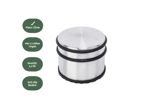Deurstopper BRASQ met rubberen ringen rvs