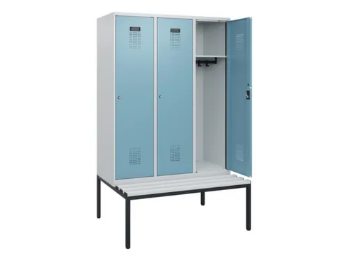 locker met bank,HxBxD 1950x1200x815mm,3vak,vak B 400mm,cilinderslot