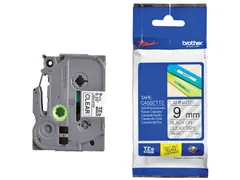 Labeltape Brother P-touch TZe-121 standaard 9mm zwart op transparant