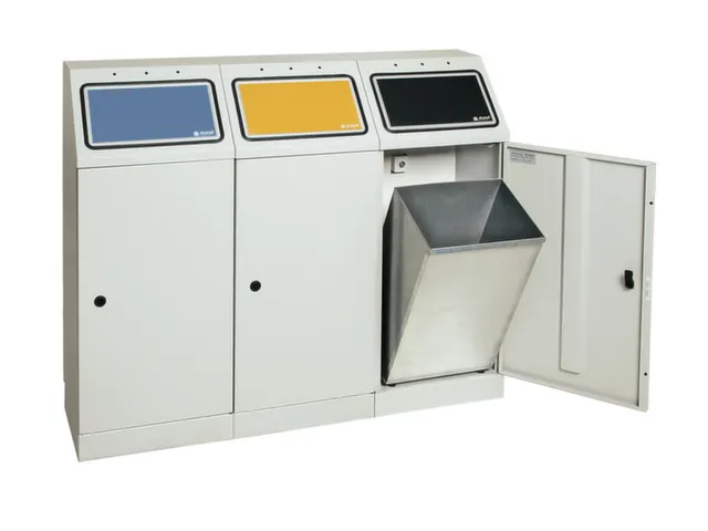 Afvalverzamelstation 3x45 Liter Romp Ral 7035 Ral 5010/ral7016/ral1003