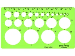 Cirkelsjabloon Linex 22 cirkels met inktvoetjes 1-35mm groen