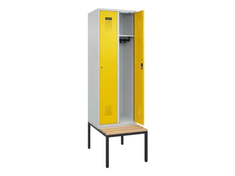 locker met bank,HxBxD 2120x600x815mm,2vak,vak B 300mm,cilinderslot