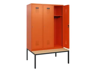 locker met bank,HxBxD 1950x1200x815mm,3vak,vak B 400mm,cilinderslot - 1