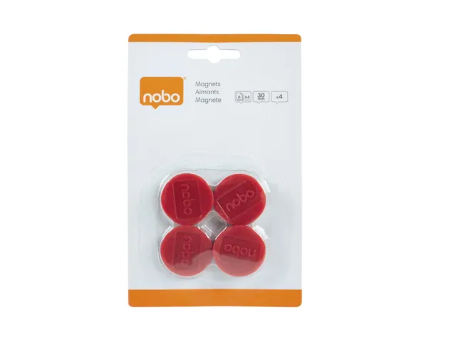 Magneet Nobo 30mm rood 4 stuks