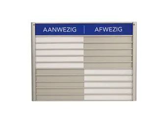 Menoor In-Uit bord 10 namen Aluminium Aanwezig/Afwezig Blauw - 1