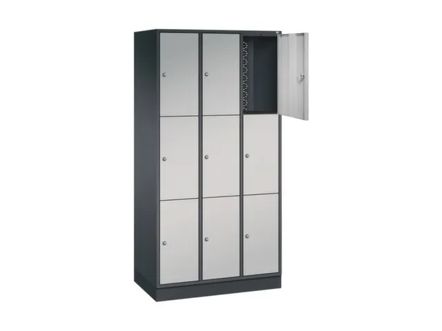 lockerkast,HxBxD 1950x920x500mm,3x3vakken,cil.-slot,sokkel