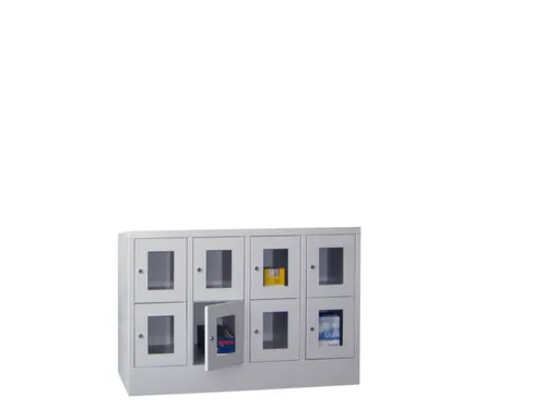 lockerkast,HxBxD 855x1200x500mm,4x2vakken,RAL7035,front RAL7016