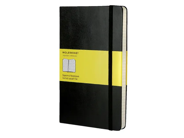Notitieboek Moleskine large 130x210mm ruit 5x5mm hard cover zwart