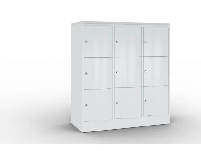 lockerkast cil.slot 1255x1150x540mm 3x3 vakken RAL7035 front RAL7035