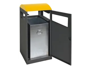 afvalbak,v. buiten,90l,HxBxD 1050x450x450mm,legbord,romp staal RAL7016 - 3