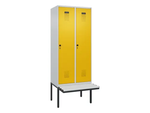 locker met bank,HxBxD 2120x800x815mm,2vak,vak B 400mm,draaigrendel