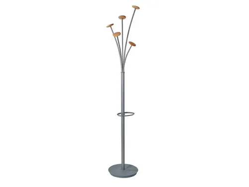Festival kapstok 5 haken 187 cm grijs / hout met parapluhouder