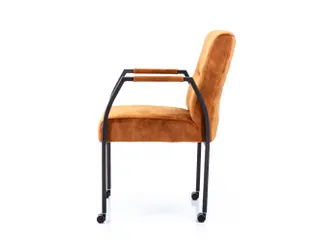 Vergaderstoel Albany Cognac Velours Zwart 4-poots frame - 2