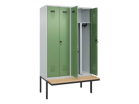 PBM-locker met bank,HxBxD 2120x1200x815mm,4vak,vak B 300mm