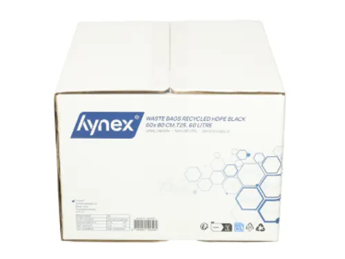 Afvalzak Hynex 60x80cm HDPE recycled T25 60L zwart rol à 25 stuks