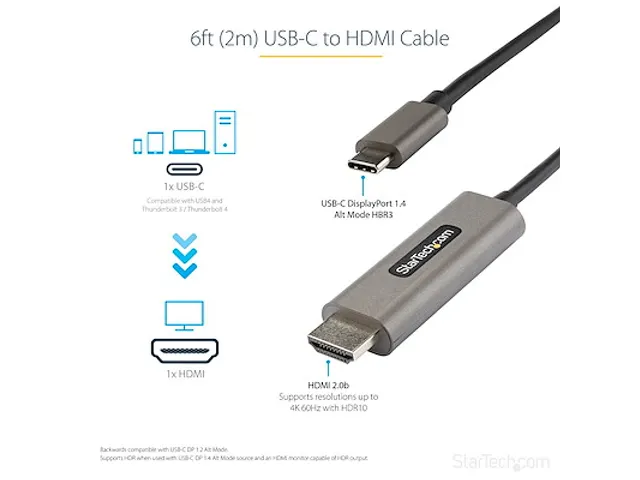 Câble USB-C vers HDMI 2m 4K 60Hz