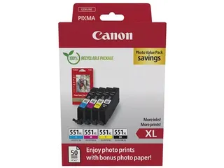 CLI-551XL 4-kleurencatridge Photo Value Pack 6443B008 660 pagina's - 1