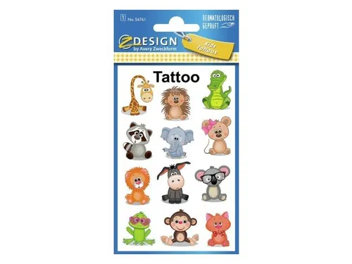 Tattoo etiket Z-design Kids pakje a 1 vel dieren