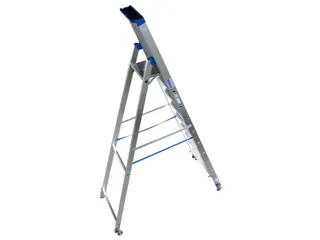 verrijdbare boktrap,eenzijdig,10treden,stand H 2,35m,balk L 3,2m - 3