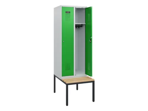 locker met bank,HxBxD 1950x600x815mm,2vak,vak B 300mm,cilinderslot