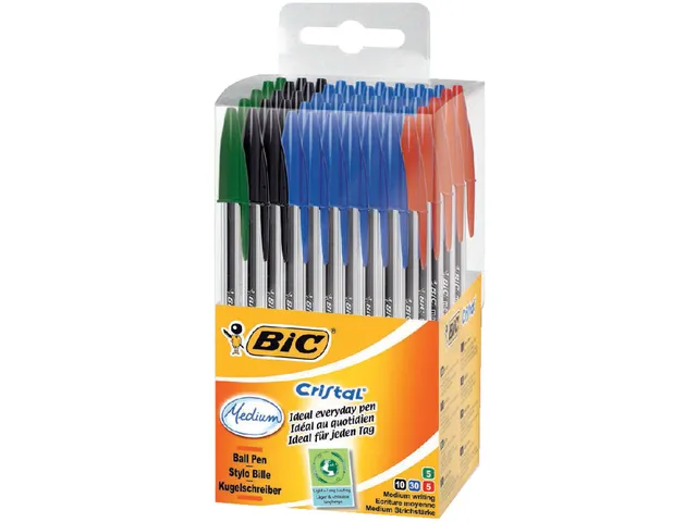 Balpen Bic Cristal medium assorti in tubo verpakking
