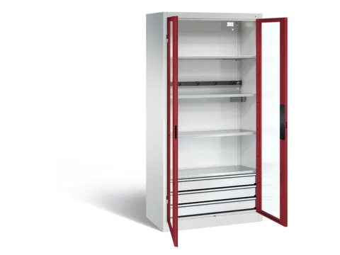 acculaadkast 1950x930x500mm 5stekkerdozen 230V cil.-slot front RAL3003