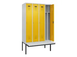 locker met bank,voor scheiding van kleding,HxBxD 2120x1200x815mm,4vak