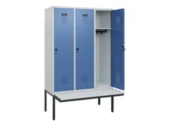locker met bank,HxBxD 1950x1200x815mm,3vak,vak B 400mm,draaigrendel