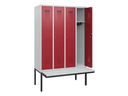 locker met bank,HxBxD 1950x1200x815mm,4vak,vak B 300mm,cilinderslot