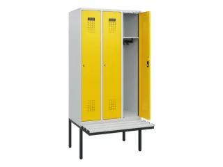 locker met bank,HxBxD 1950x900x815mm,3vak,vak B 300mm,cilinderslot - 1