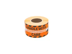 Waarschuwingsetiket Rillprint handle with care 46x125mm oranje 250 stu