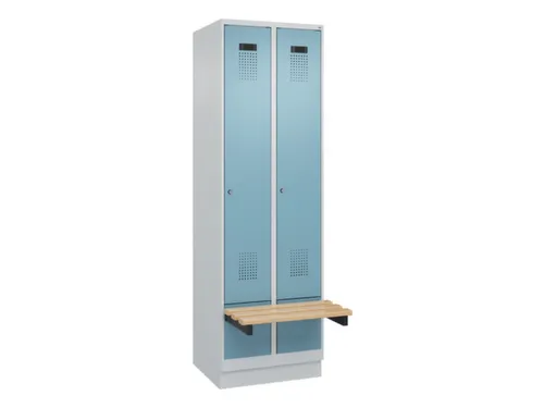 locker met bank,HxBxD 1950x600x815mm,2vak,vak B 300mm,cilinderslot