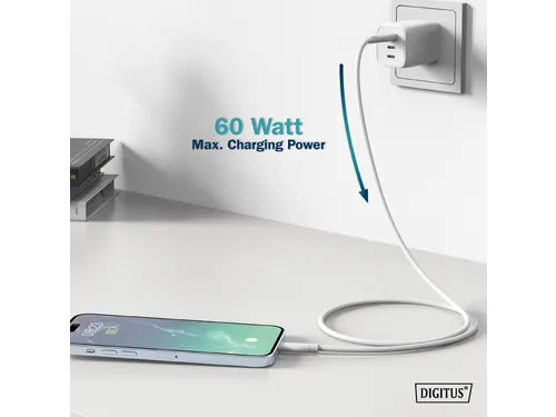 USB-C siliconen oplaadkabel USB-A USB-C 1m USB 2.0 60W wit