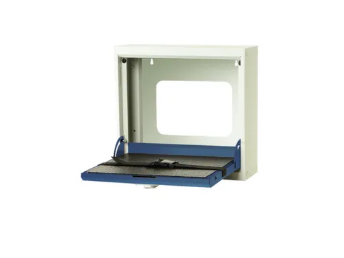 hangkast,v. laptops,HxBxD 410x500x150mm,klapdeur,slot,romp RAL7035