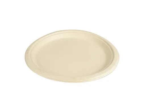 Bord IEZZY 260mm suikerriet PFAS-vrij naturel 50 stuks