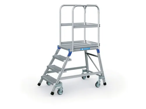Bordestrap Aluminium Bordes 960x600x800mm 4treden Rooster Verrijdbaar