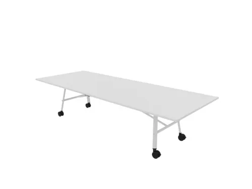 klaptafel,HxBxD 750x3200x1200mm,hoekig,4voeten wit,ovale buis,blad wit