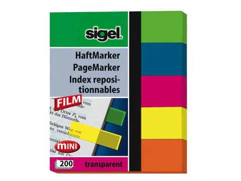 Indexeringsstrookjes Sigel Film maat strookjes 12x50mm. 5-kleurig 200