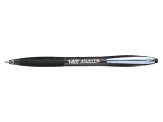 Balpen Bic Atlantis soft metalen clip clic medium zwart - 1