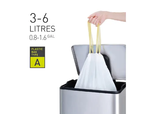 Afvalzak EKO MDPE type A met trekband 35x40cm 3-6L wit