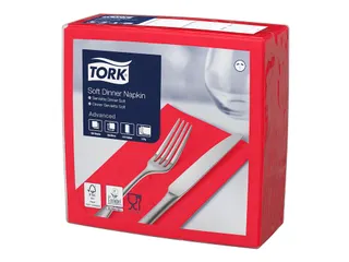Tork 477620 Soft Dinnerservet Advanced Rood 39x39cm 1/8 vouw - 2