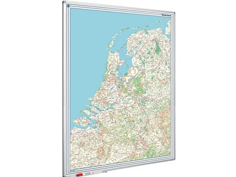Landkaart Bord 120x90 Softline Profiel 8mm Nederland Wegenkaart