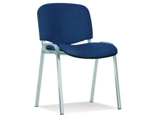 Bezoekersstoel,4Voeten Ovale Buis Verchroomd,Zitting Stof Blauw