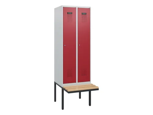 locker met bank,HxBxD 1950x600x815mm,2vak,vak B 300mm,cilinderslot