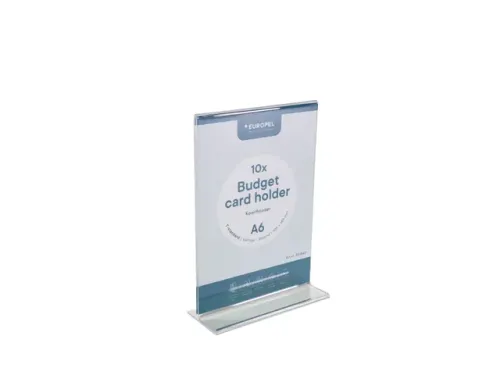 Kaarthouder Budget T-Standaard A6 1,5mm Staand Acryl set van 10 stuks