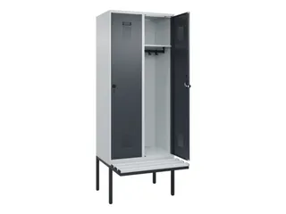 locker met bank,HxBxD 2120x800x815mm,2vak,vak B 400mm,draaigrendel - 1